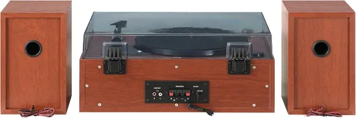 Vista 9 de Crosley Sistema de tocadiscos 1975T con Bluetooth, CD, AM/FM y altavoces incluidos, nogal