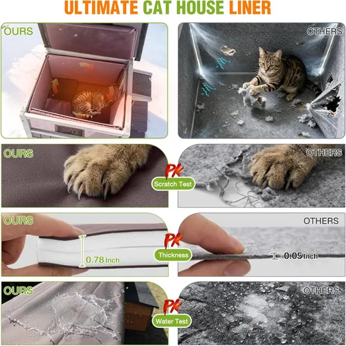 Vista 5 de GUTINNEEN Heated Outdoor Cat House Weatherproof, Insulated Liner, Outside
