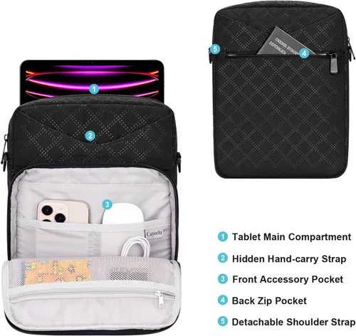Vista 4 de Funda acolchada para tablet de 9 a 11 pulgadas, funda de viaje acolchada para iPad Pro de 11 pulgadas (M4), iPad 10.9 (10.9 generación), iPad Air