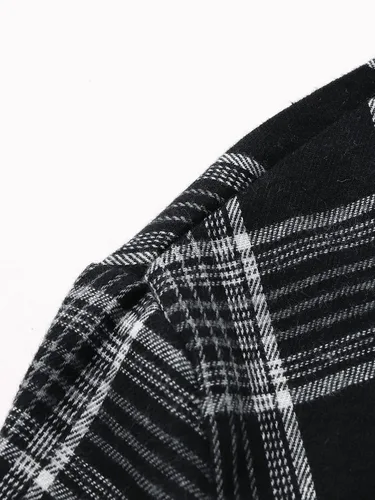 Vista 5 de OYOANGLE Mens Long Sleeve Button Down Shirts Plaid Pocket Flannel Shirts Top Jacket