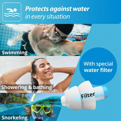 Vista 2 de Alpine SwimSafe - Tapones para los oídos para adultos, protección contra el agua, cómodos tapones impermeables con filtro, hipoalergénicos