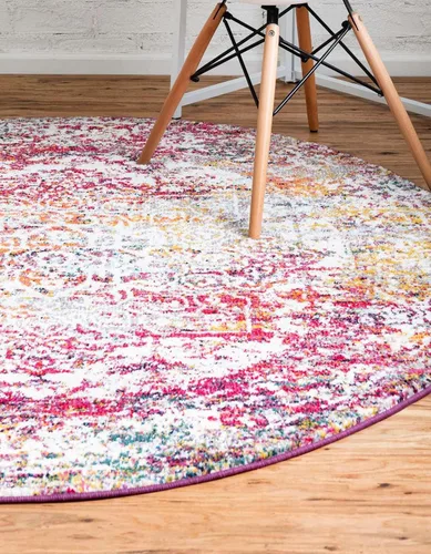 Vista 4 de Unique Loom Richmond Collection - Alfombra de área con medallón (7 pies 1 pulgada, redonda, multicolor y negro)