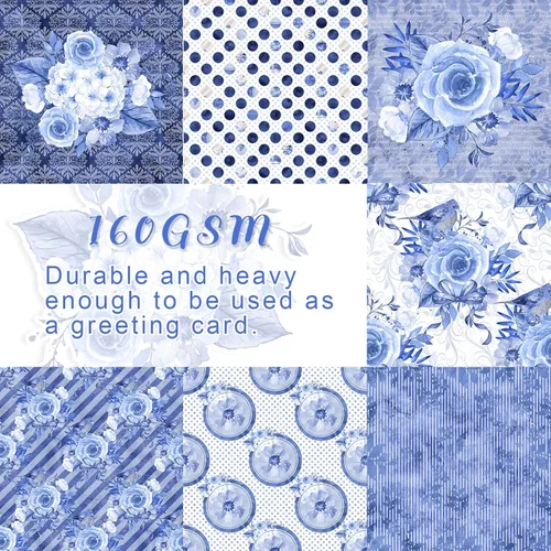 Vista 3 de 28 hojas de papel para álbumes de recortes, papeles especiales florales para álbumes de recortes de 160 g / m², paquete de papel para manualidades