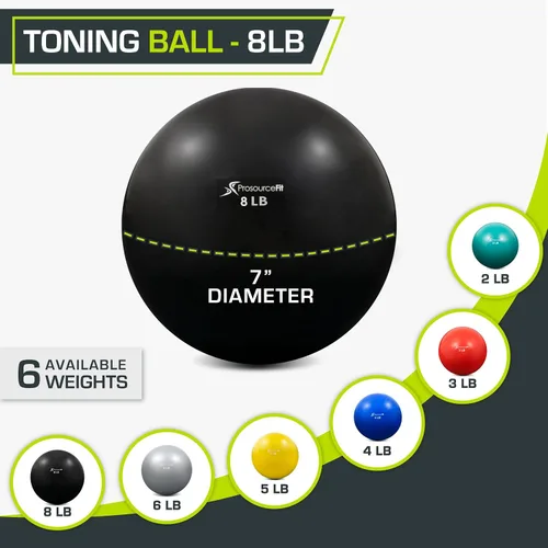 Vista 2 de ProsourceFit Pelotas de ejercicio de tonificación ponderada para pilates, yoga, entrenamiento de fuerza y terapia física, 2 libras a 8 libras
