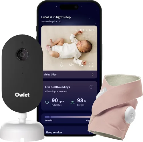 Vista 12 de Owlet Dream Duo (Gen 3) Smart Baby Monitor All-in-One Bundle - 2K HD Video Baby Monitor with Alerts & Owlet Dream Sock Tracks Baby’s Oxygen, Heart