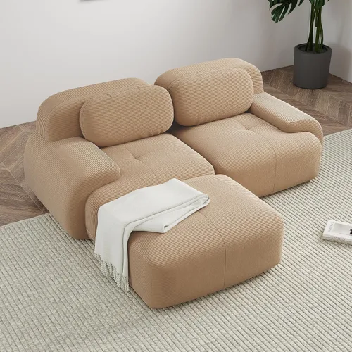 Vista 24 de Sofá sin hueso de 82 pulgadas, cómodo sofá cama de dos plazas, sofá comprimido con asiento profundo, sofá nube de pana para sala de estar