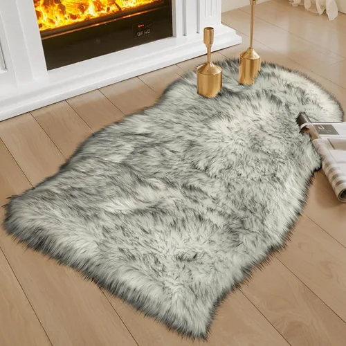 Vista 49 de Ciicool Alfombras de Piel de Oveja Sintética Suaves Alfombra de Piel Sintética Suave Beige Alfombra Esponjosa Funda para Silla y Sofá Alfombra