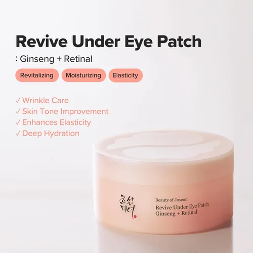 Vista 2 de Beauty of Joseon Revive Parche para Debajo de los Ojos con Retinal y Ginseng para Bolsas Hinchadas Debajo de los Ojos, Máscaras con Péptido