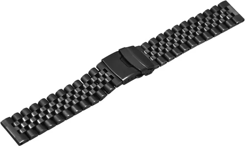 Vista 6 de Correa de Brazalete de Reloj de Acero Inoxidable de Plata Sólido 3D Super Cepillada y Pulida, 20mm 22mm 24mm, Hebilla de Doble Despliegue de Negro