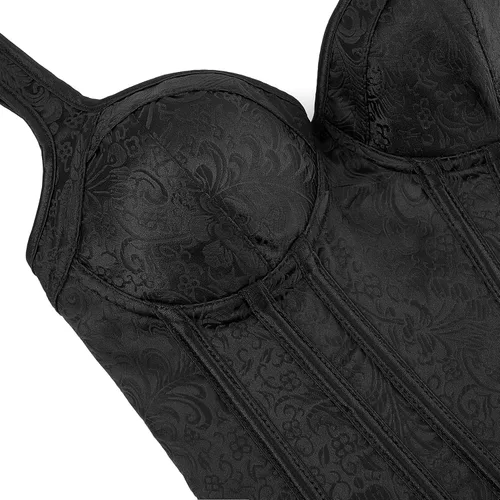 Vista 7 de Zhitunemi - Corsé con tirantes de hombro para mujer, sobre el busto, estilo Jacquard, gótico