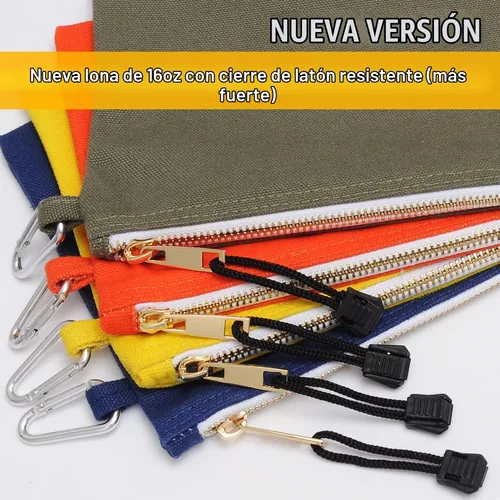 Vista 2 de FunOwlet Bolsa de herramientas con cremallera de lona, paquete de 4