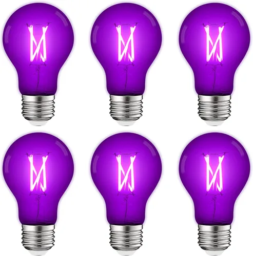 Vista 21 de LUXRITE Bombilla LED A19 Edison verde, 4.5 W (equivalente a 60 W), filamento de vidrio de color, certificación UL, base estándar E26