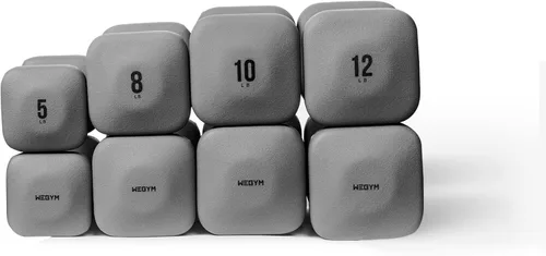 Vista 7 de WeGym SafeGrip - Mancuernas cuadradas con asas antideslizantes, pesas libres estéticas para entrenamientos en casa, diseño estable que evita rodar