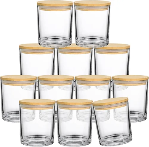Vista 12 de SUPMIND Paquete de 15 tarros de vidrio para velas, recipientes vacíos de 7 onzas líquidas de ámbar esmerilado con tapas de bambú y etiquetas