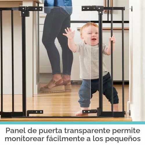 Vista 3 de Toddleroo by North States - Puerta de bebé transparente StepSafe: Puerta de metal para bebés con puerta transparente - Puerta de seguridad ajustable