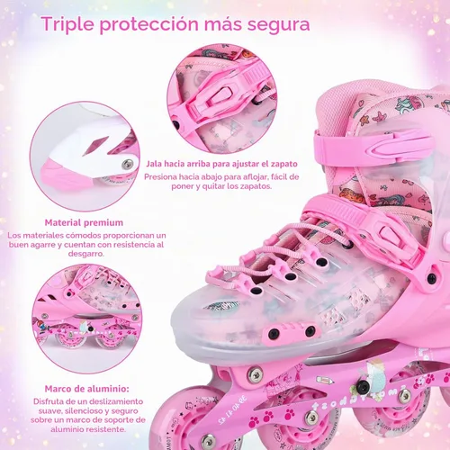 Vista 2 de Inline Skates, Adjustable Childrens Inline Skates with Light up Wheels for Girls, Boys, Teens, Beginner with Protective Gears and Carry Bag