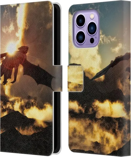 Vista 12 de Head Case Designs Officially Licensed Simone Gatterwe Alien Dungeon Dragons and Dungeons Leather Wallet Case Compatible with Apple iPhone 14 Pro Max