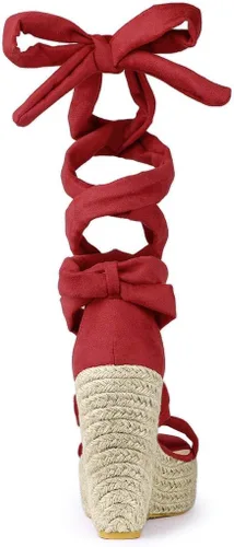 Vista 4 de Allegra K Sandalias de plataforma con cordones para mujer