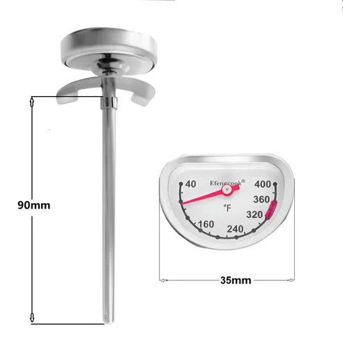 Vista 4 de Termómetro de aceite de freír para olla freidora, termómetro de cocina para freidora de aceite caliente, clip térmico lateral de freír y sonda