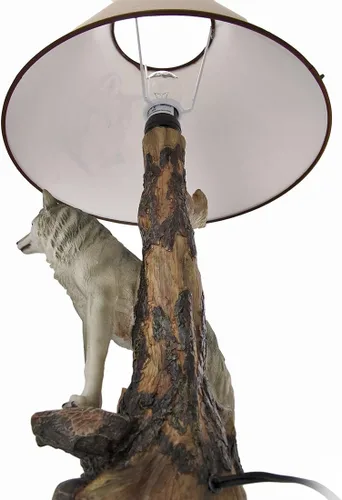 Vista 3 de Zeckos `Denizen of Twilight` Lámpara de mesa Lobo Gris