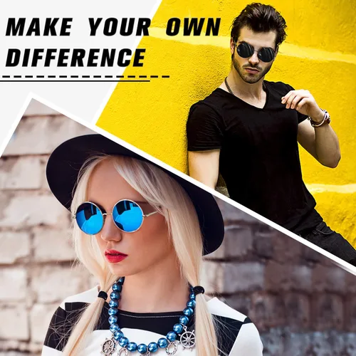 Vista 2 de Sunier Round Sunglasses Men Women Shades Polarized Hippie Lennon Retro Circle Sun Glasses