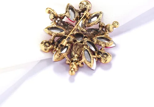 Vista 7 de YOQUCOL Broche con forma de flor de diamantes de imitación de cristal austriaco vintage para mujer