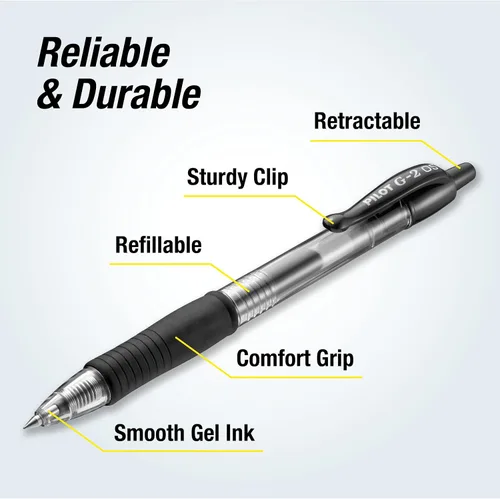 Vista 3 de Pilot G2 - bolígrafo de punta extrafina y retráctil de calidad prémium, de tinta de gel