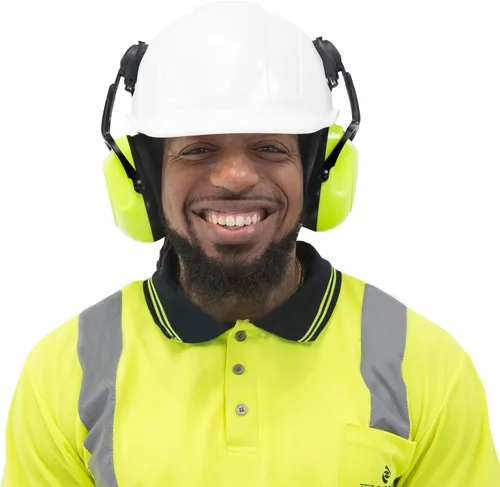 Vista 4 de JORESTECH Orejeras de seguridad para casco duro con cancelación de ruido con soporte universal para cascos ranurados