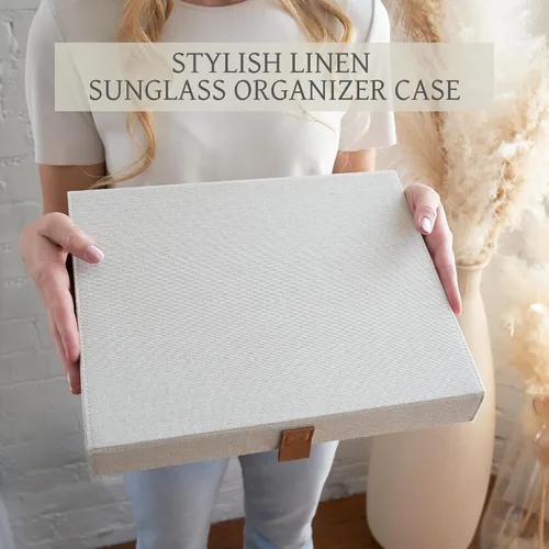 Vista 2 de ZICOTO Organizador seguro para lentes de sol, el soporte y almacenamiento perfectos para mantener tus lentes libres de polvo, Marfil