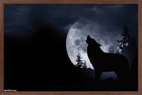 Vista 10 de Trends International Póster de pared de lobo - aullido, 14.725 x 22.375 pulgadas, versión enmarcada de madera de granero