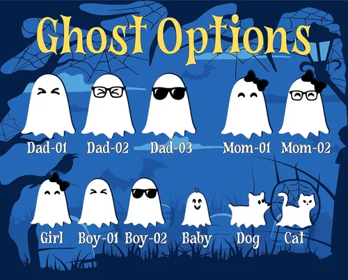Vista 3 de Adorno personalizado para miembros de la familia de fantasmas de Halloween, lindo regalo de tripulación de abucheo, decoración del hogar