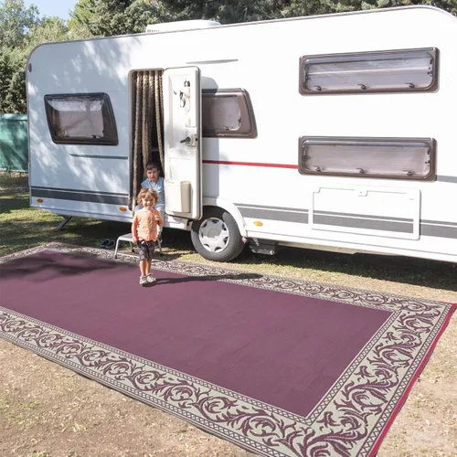 Vista 2 de Tapete clásico de estilo para campamento color borgoña y beige. Reversible. 8 x 20 pulgadas. RC5 Borgoña/beige