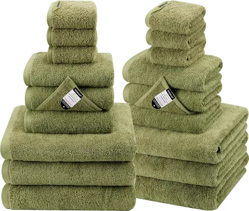 Vista 23 de SEMAXE Juego de toallas de baño familiar de 12 piezas - 100% algodón, 4 toallas de baño, 4 toallas de mano, 4 paños, ultrasuave y súper absorbente