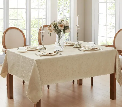 Vista 20 de Newbridge Servilletas de Tela de Damasco Festoneado Portofino para Navidades y Fiestas, Juego de 4, Dorado, Resistente a Arrugas y Manchas, Juego