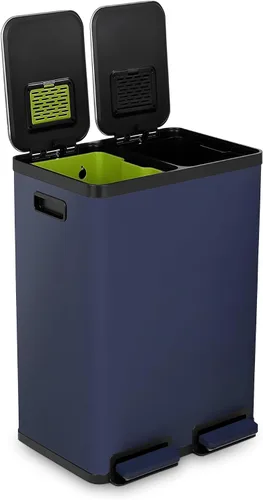 Vista 14 de SIMPLI-Magic Elegante bote de basura negro con pedal de 16 galones (60 litros), cubo de basura de cocina de doble compartimento con contenedores