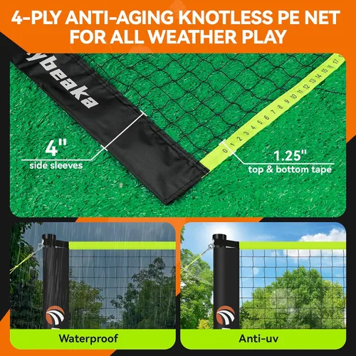 Vista 5 de 12ft Badminton Net Set for Backyard Beach with Durable Anti-Sagging Net, Heavy Duty Poles, 2 Aluminum Badminton Rackets, 3 Shuttlecocks, Carry Bag