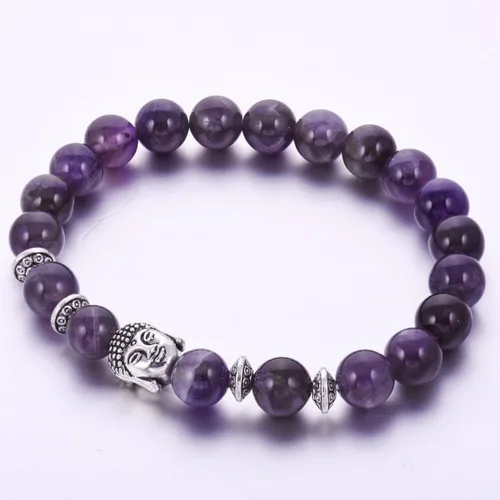 Vista 3 de Joya brazalete con gemas redondas de 8 mm, brazalete para los chacras, regalo de cumpleaños 4 pzas