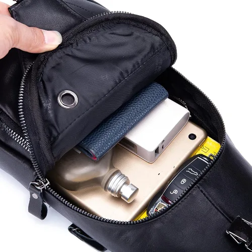 Vista 56 de LUKZIJAES Bolso bandolera de cuero genuino para hombre