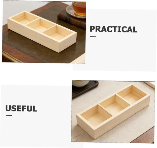 Vista 3 de Wood Tea Bag Holder Box, 3 Compartment Storage Organizer for Office