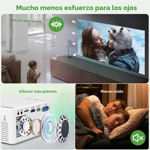 Vista 7 de Mini proyector con WiFi y Bluetooth, proyector de película para exteriores compatible con 1080P, compatible con Android/iOS/Windows/TV Stick/HDMI/USB