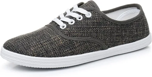 Vista 25 de VenusCelia - Tenis de lona con agujetas Rainbow para mujer Negro (Allblack)