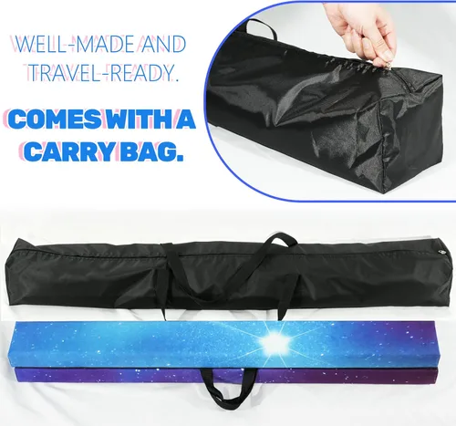 Vista 7 de FC FUNCHEER - Viga de equilibrio plegable, viga de suelo para gimnasia, equipo de gimnasia para niños, base de madera, fondo antideslizante y bolsa