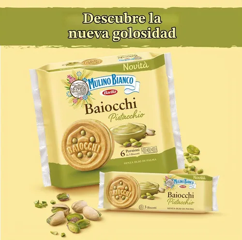 Vista 4 de Galletas Mulino Bianco, Relleno de Crema de Pistacho, 168g