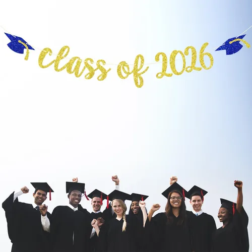 Vista 6 de Banner de la clase de 2026 – Cartel de graduación 2026, felicitaciones graduadas, decoraciones de fiesta de graduación de escuela