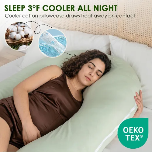 Vista 2 de QUEEN ROSE Almohada corporal extra larga, almohadas refrescantes para Verde
