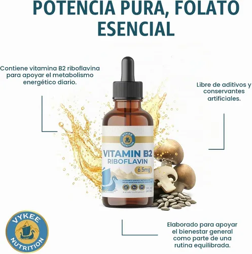Vista 7 de Vykee Nutrition Gotas de riboflavina de vitamina B2, suplemento líquido B2
