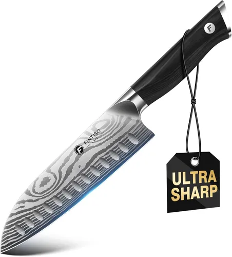 Vista 10 de FINTISO Cuchillo de filete de 7 pulgadas, cuchillo japonés súper afilado