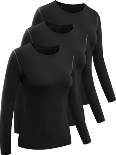 Vista 78 de CADMUS Paquete de 1 o 3 camisetas de entrenamiento de manga larga para mujer, camiseta de compresión de ajuste seco para correr