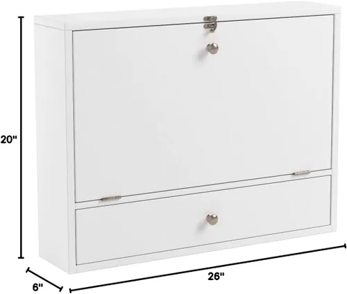 Vista 15 de SEI Furniture Willingham - Escritorio plegable para montaje en pared, color blanco