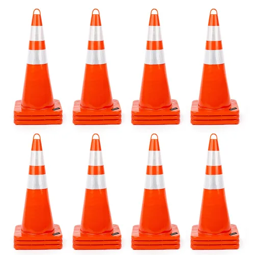 Vista 21 de BATTIFE Paquete de 6 conos de seguridad de tráfico de 18 pulgadas con collares reflectantes, cono de construcción naranja de PVC para el hogar